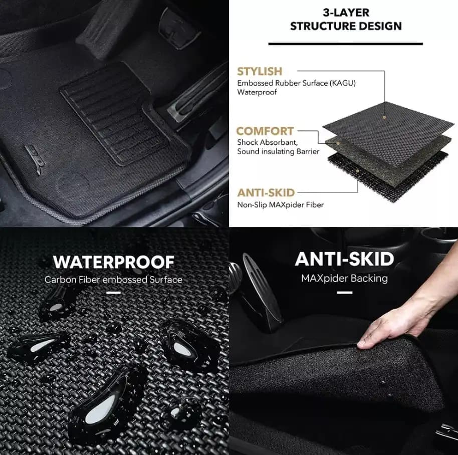 3D MAXpider KAGU Floor Mats for Mahindra Thar (2020-2025) | Black Custom Fit 3D Car Mats - Image 4 of 6