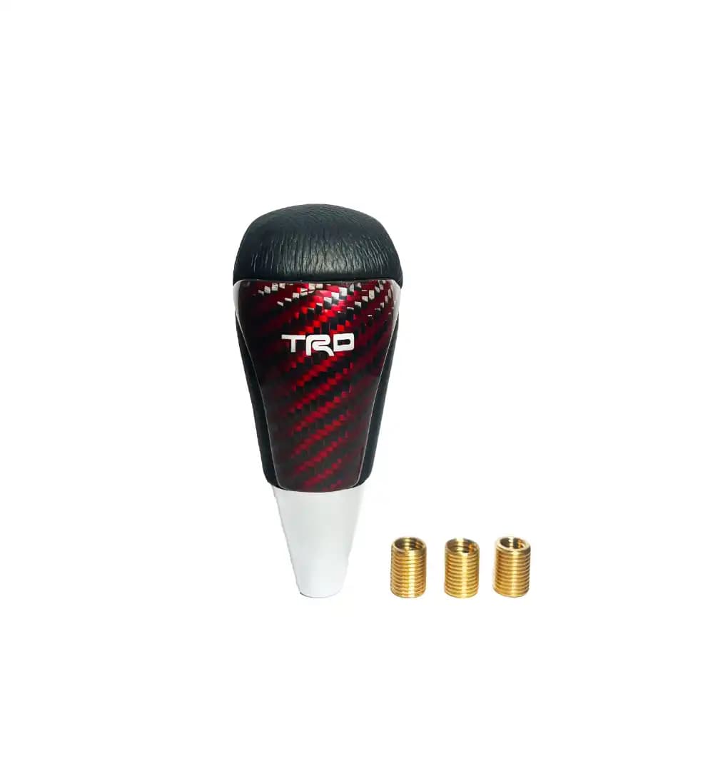 Stylish Gear Knob with red Carbon Fiber and Leather finish for Toyota Fortuner for all Manual Vehicles-Fortuner Legender