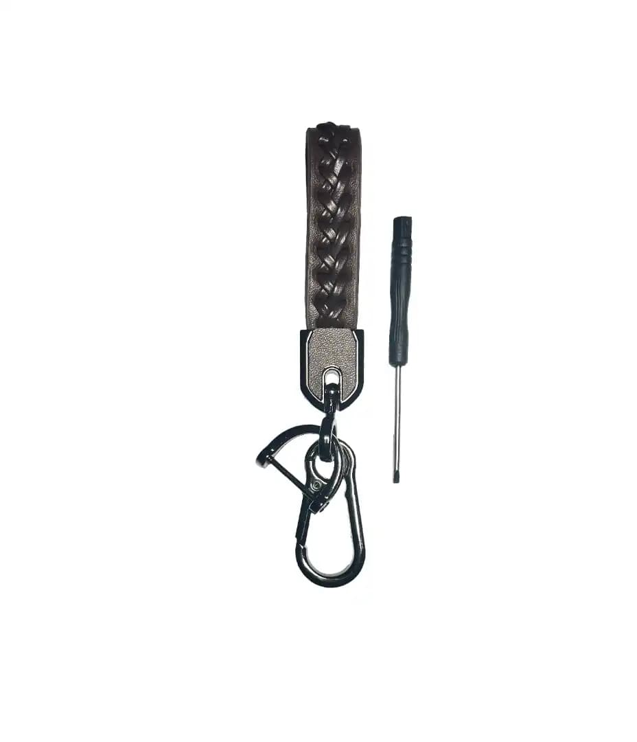 Premium Leather Braided Weave Key Lanyard Key Ring Car Keychain