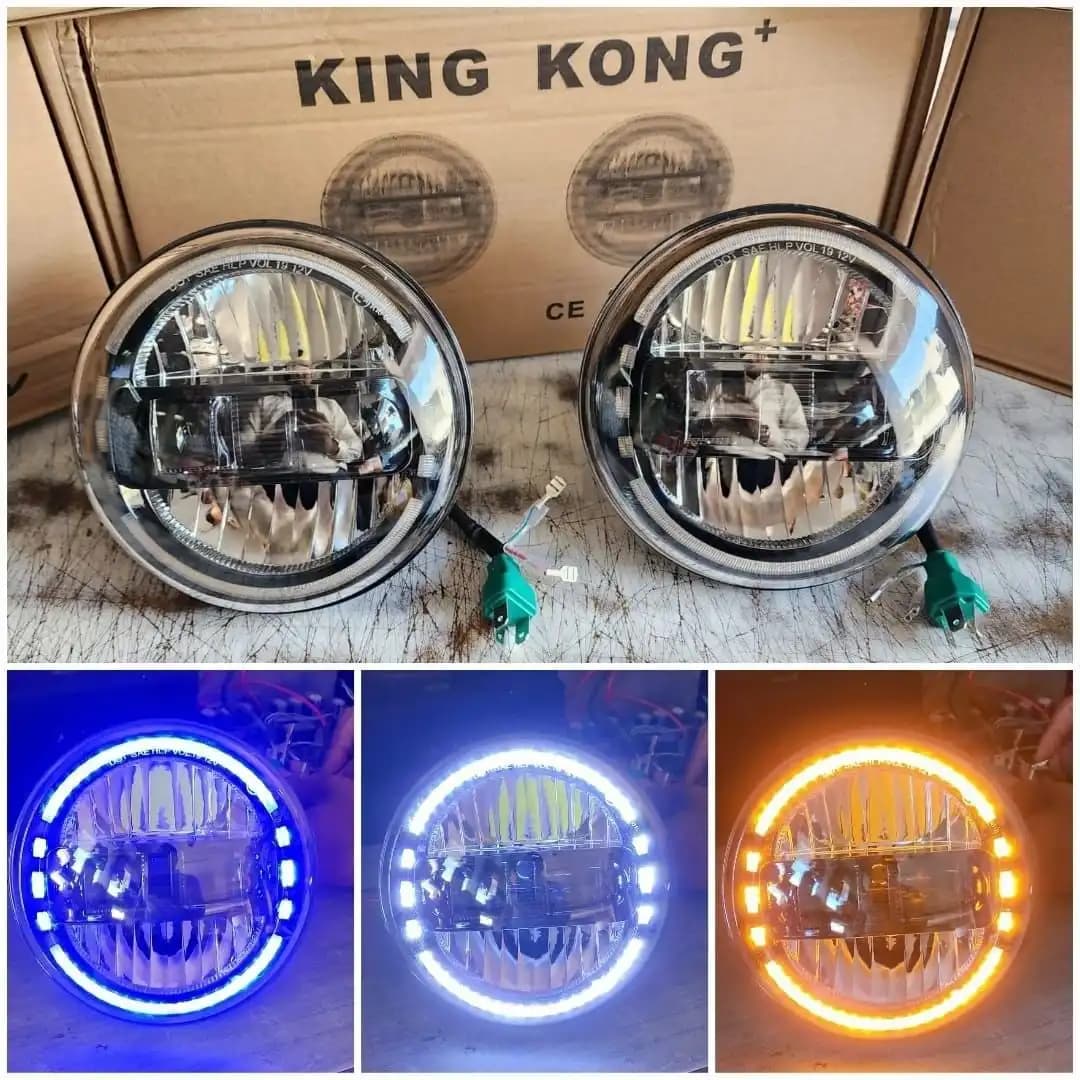 King Kong 7-Inch LED Headlight for Mahindra Thar with DRL High & Low Beam