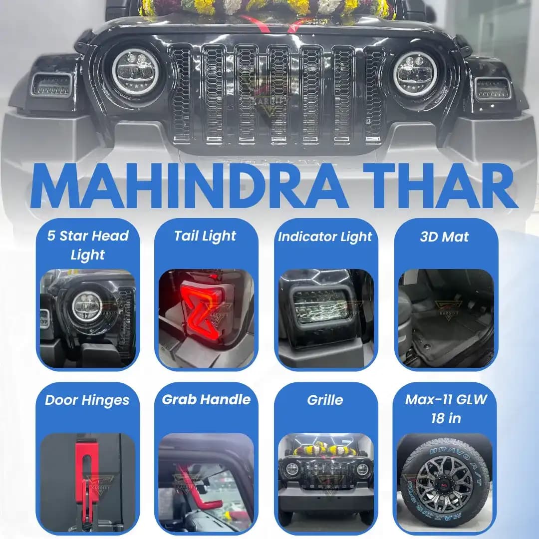 7 inch 90W 5-Star Waterproof LED Lights/ High-Low + DRL Beam LED Headlight for Thar - Image 5 of 5