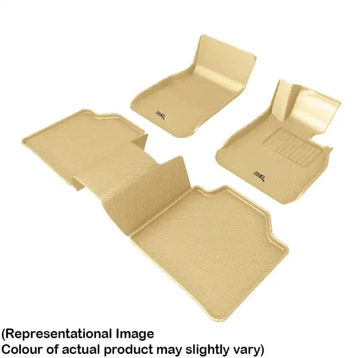 3D MAXpider Kagu Floor Mats for BMW 3 Series GT F34 (2015-2020) - Beige / Original 3D Floor Mats / Custom Fit Waterproof All-Weather Car Mats