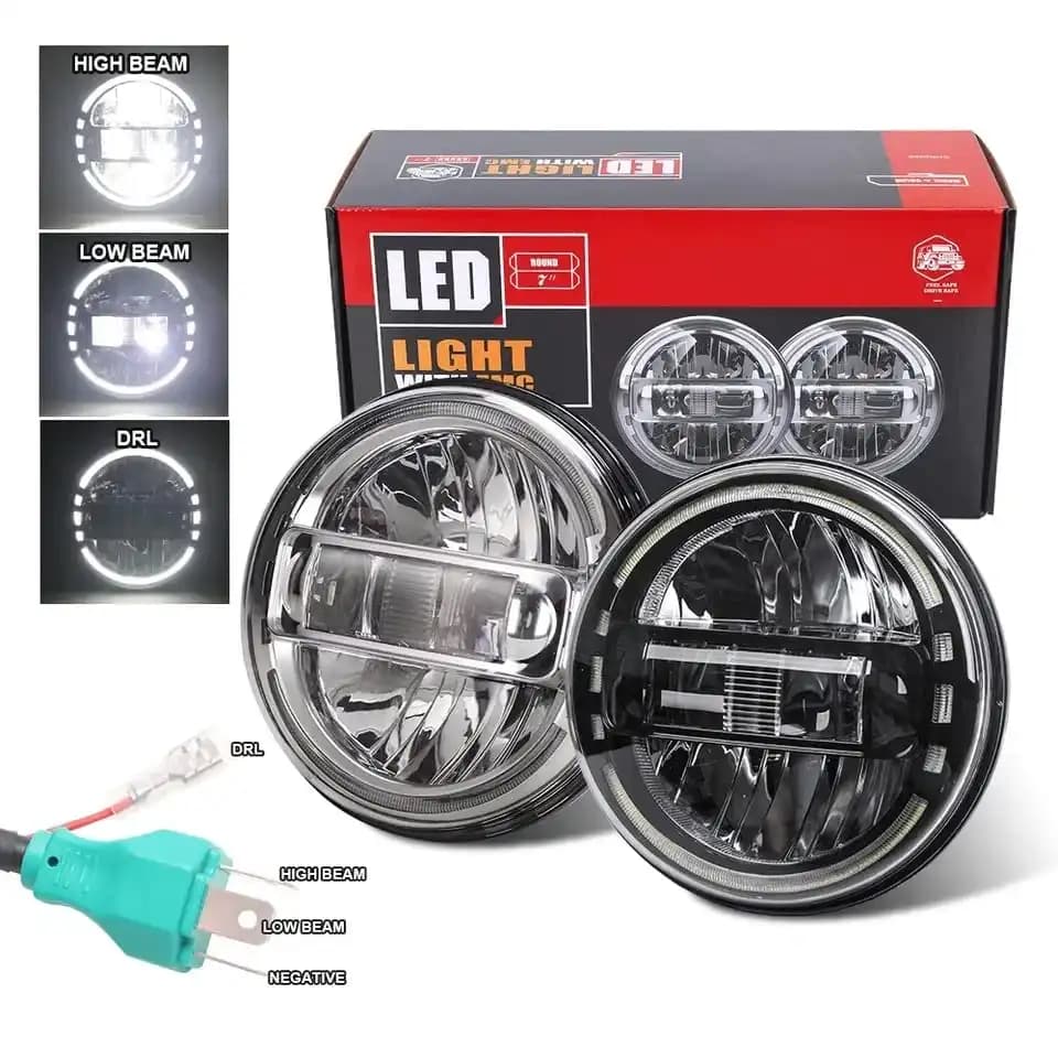 King Kong 7-Inch LED Headlight for Mahindra Thar with DRL High & Low Beam - Image 2 of 11