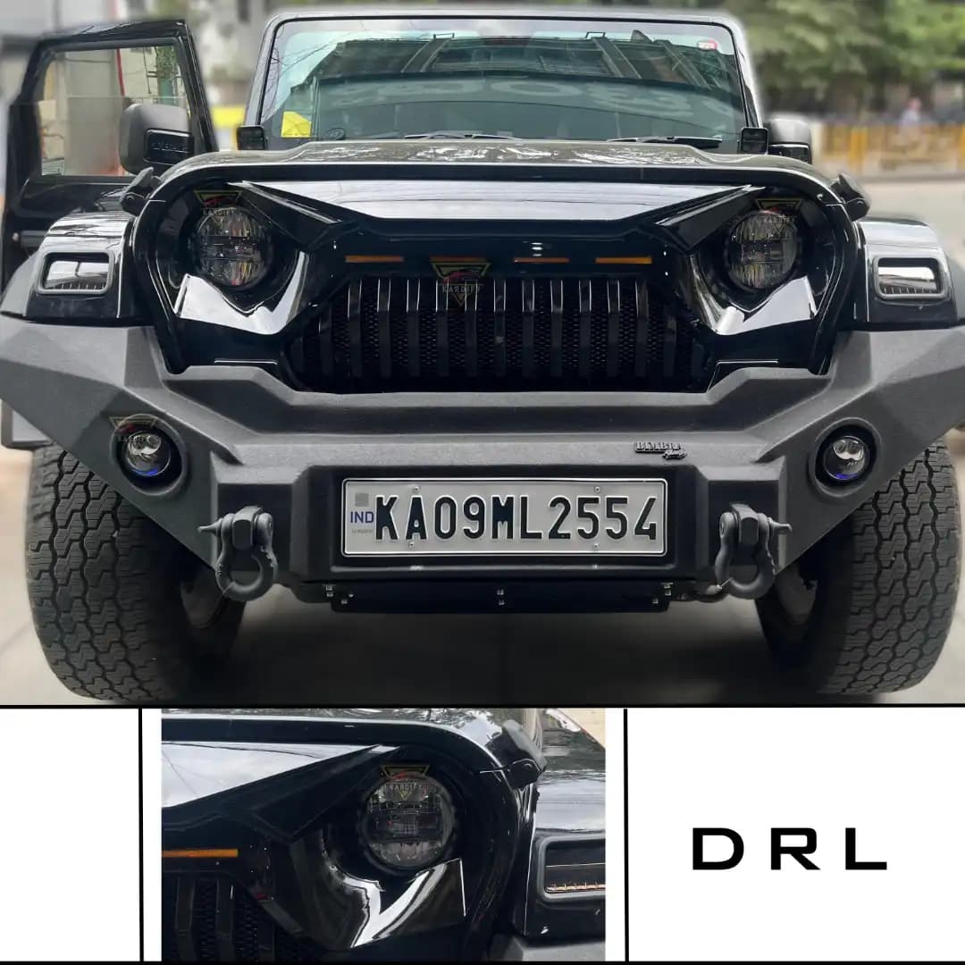 King Kong 7-Inch LED Headlight for Mahindra Thar with DRL High & Low Beam - Image 10 of 11