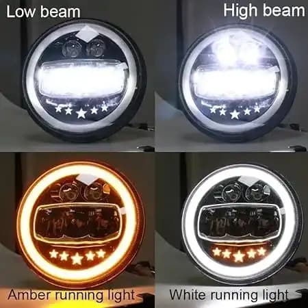 7 inch 90W 5-Star Waterproof LED Lights/ High-Low + DRL Beam LED Headlight for Thar - Image 4 of 5