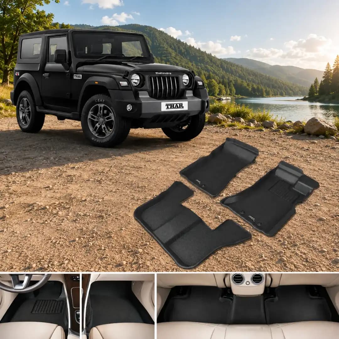 3D MAXpider KAGU Floor Mats for Mahindra Thar (2020-2025) | Black Custom Fit 3D Car Mats - Image 6 of 6
