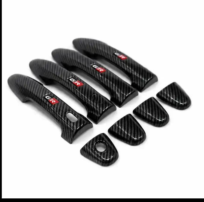 Carbon Fiber Style Door Handle Cover for Toyota Fortuner | ABS Door Handle Protector Set | Black Carbon Texture Finish