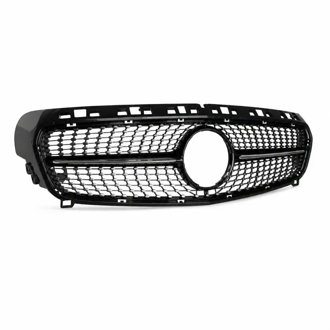 Gloss Black and Chrome Diamond Front Grille for Mercedes-Benz A-Class W176 (2013-2015) | Front Bumper Grille