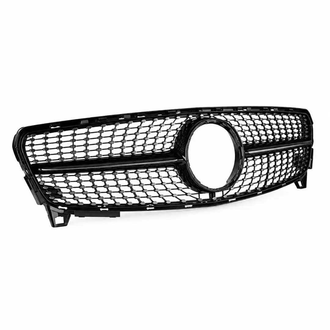 Gloss Black and Chrome Diamond Front Grille for Mercedes-Benz A-Class W176 (2016-2018) | Facelift Front Bumper Grille